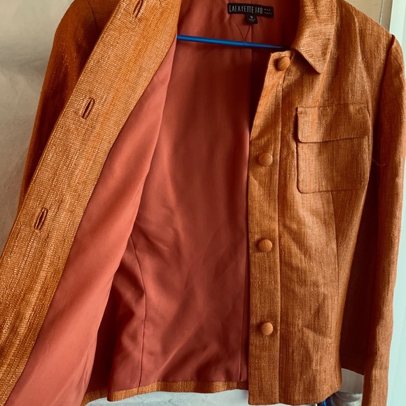 Lafayette 148 NY Waist Length Jacket Orange S 10 - Picture 3 of 7